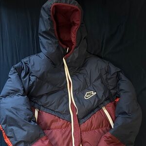 Nike Dark Blue and Maroon Hooded Jacket